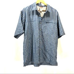 The north face blue plaid button down large